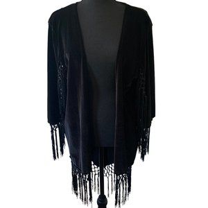 Sportsgirl Crochet Black Velvet Kimono
